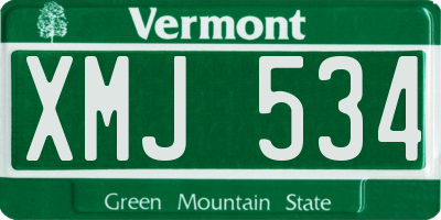 VT license plate XMJ534