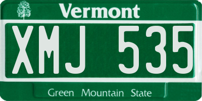 VT license plate XMJ535