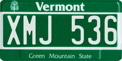 VT license plate XMJ536