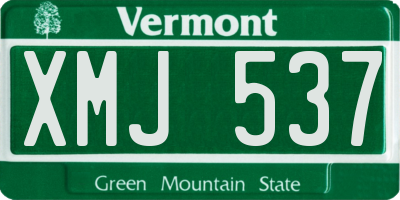 VT license plate XMJ537