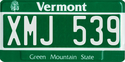 VT license plate XMJ539