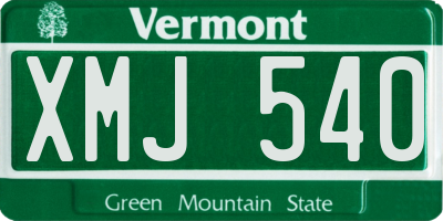 VT license plate XMJ540