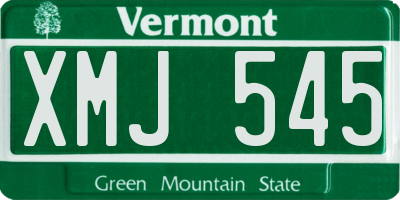 VT license plate XMJ545