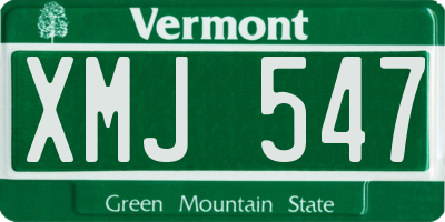 VT license plate XMJ547