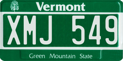 VT license plate XMJ549