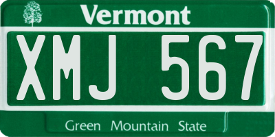 VT license plate XMJ567