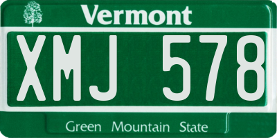 VT license plate XMJ578