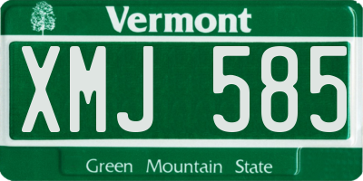 VT license plate XMJ585