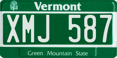 VT license plate XMJ587