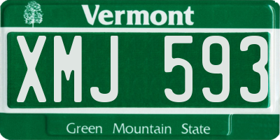 VT license plate XMJ593