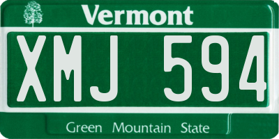 VT license plate XMJ594