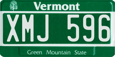 VT license plate XMJ596