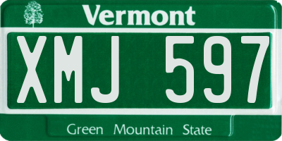VT license plate XMJ597