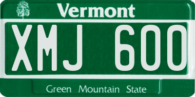 VT license plate XMJ600