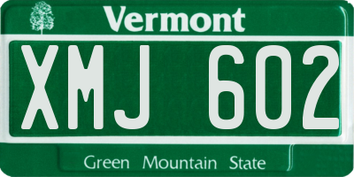 VT license plate XMJ602