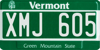 VT license plate XMJ605