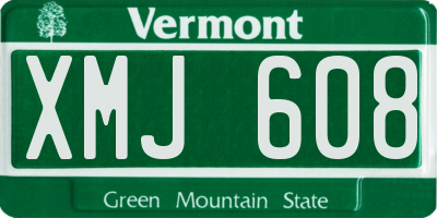 VT license plate XMJ608