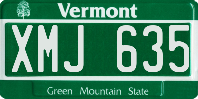 VT license plate XMJ635