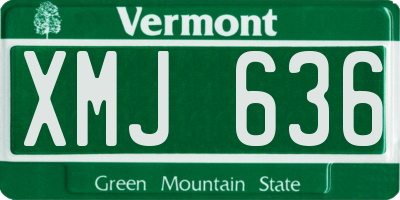 VT license plate XMJ636