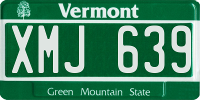VT license plate XMJ639