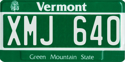 VT license plate XMJ640