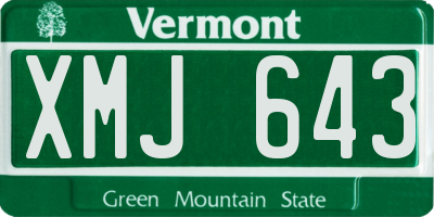 VT license plate XMJ643