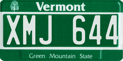 VT license plate XMJ644