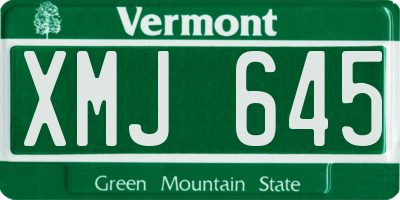 VT license plate XMJ645