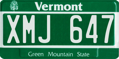 VT license plate XMJ647