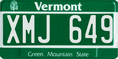 VT license plate XMJ649