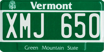 VT license plate XMJ650