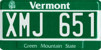 VT license plate XMJ651