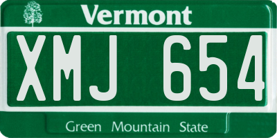 VT license plate XMJ654