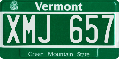 VT license plate XMJ657