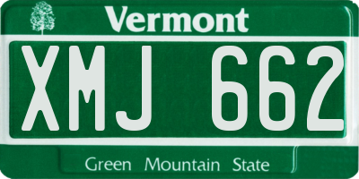 VT license plate XMJ662