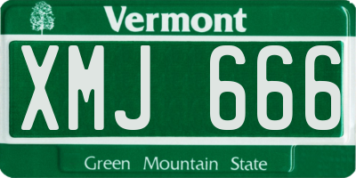 VT license plate XMJ666