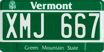 VT license plate XMJ667