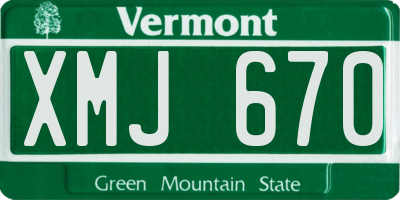 VT license plate XMJ670