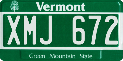 VT license plate XMJ672