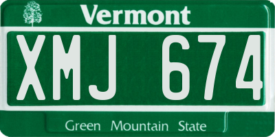 VT license plate XMJ674