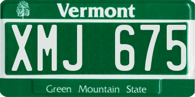 VT license plate XMJ675