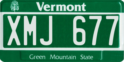 VT license plate XMJ677