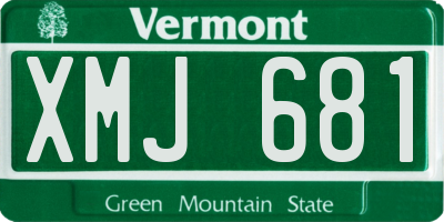 VT license plate XMJ681