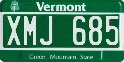 VT license plate XMJ685