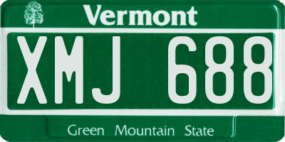 VT license plate XMJ688