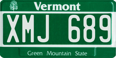 VT license plate XMJ689