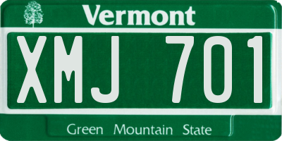 VT license plate XMJ701
