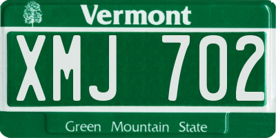VT license plate XMJ702