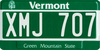 VT license plate XMJ707