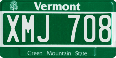 VT license plate XMJ708